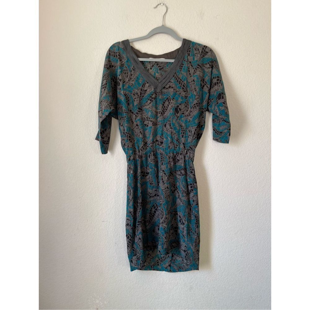 Burning torch silk mini dress with‎ leather trim size xsmall
